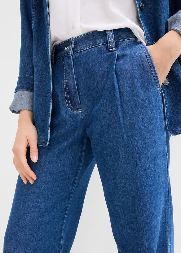 Mjuka jeans med vida ben och medelhög midja, Super Soft, bonprix