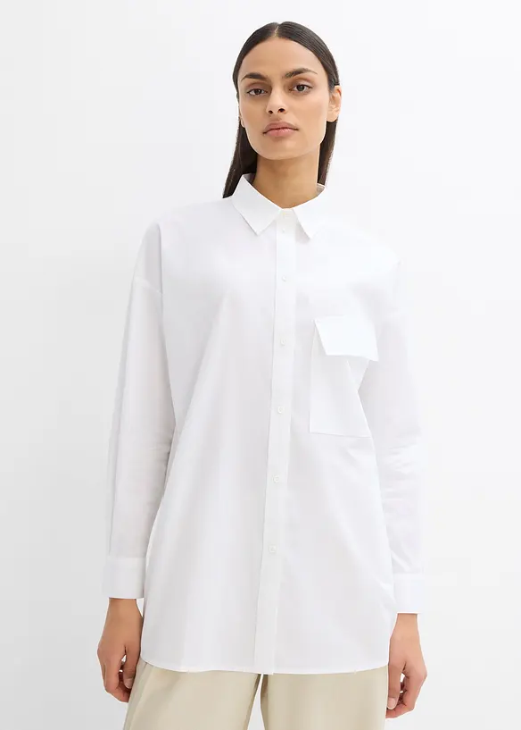 Lång blus i ren bomull, bonprix