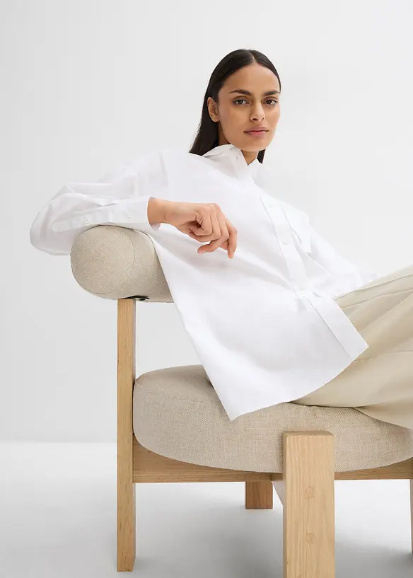 Lång blus i ren bomull, bonprix