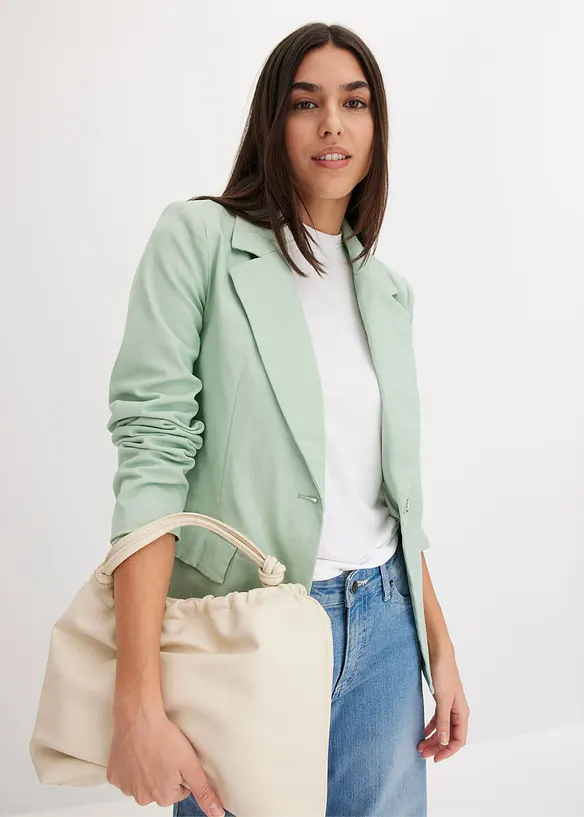 Stretchkavaj i twill med knytskärp, bonprix