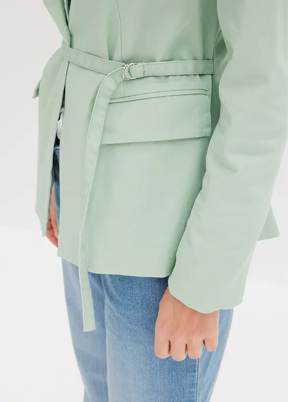 Stretchkavaj i twill med knytskärp, bonprix