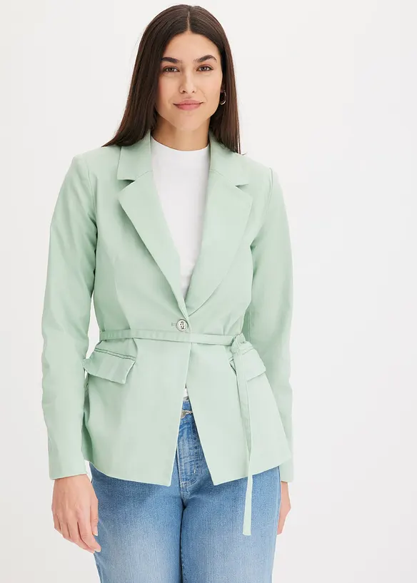 Stretchkavaj i twill med knytskärp, bonprix