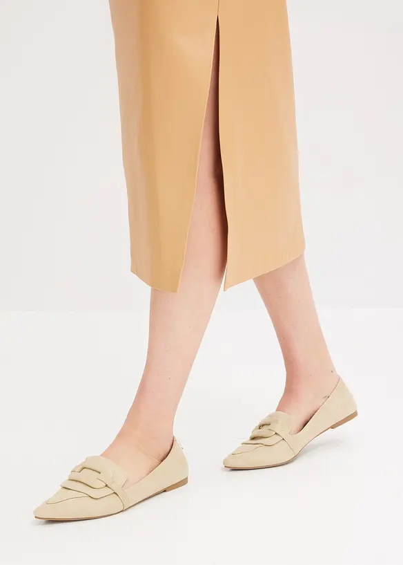 Kjol i skinnimitation, midilängd, bonprix