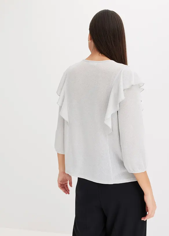 Topp med volanger och Lurex-garn, bonprix