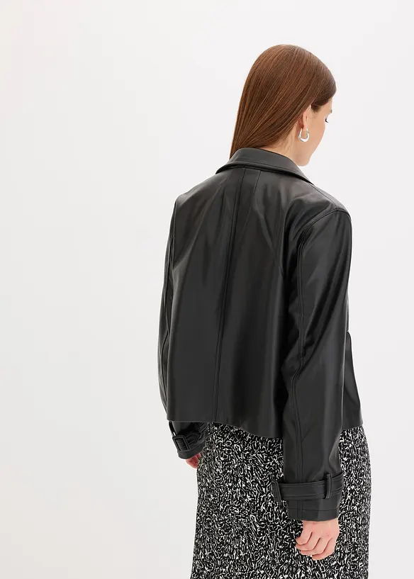 Kort trenchcoat i skinnimitation, bonprix
