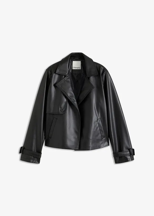 Kort trenchcoat i skinnimitation, bonprix