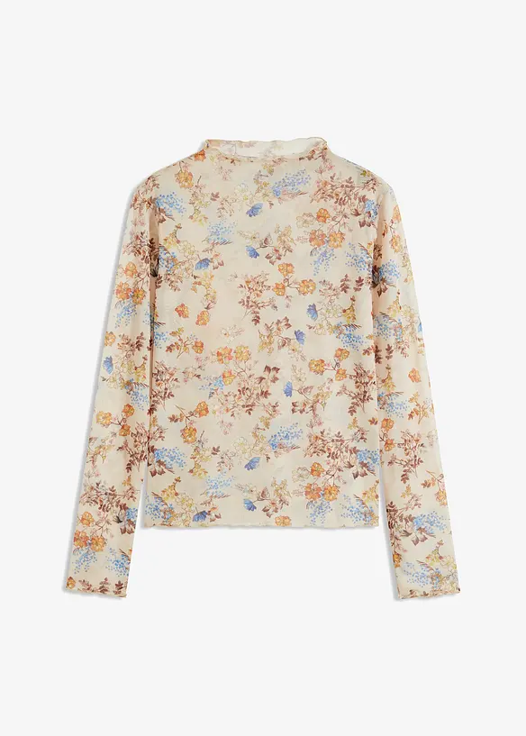 Långärmad topp av mesh, bonprix