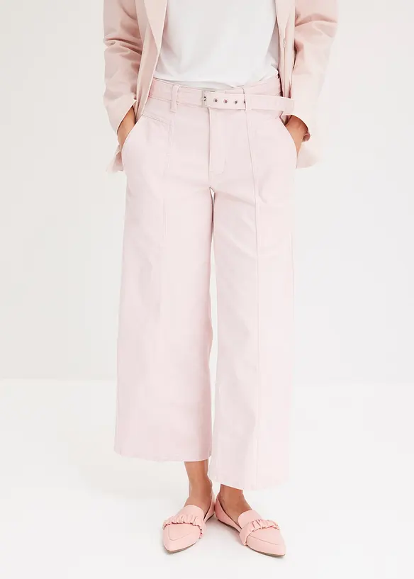 Stretchiga twillculotter med skärp, bonprix