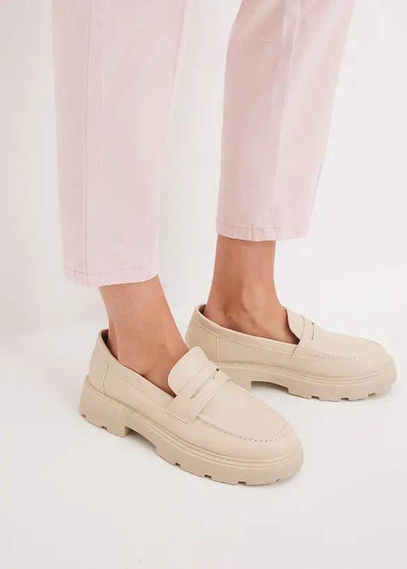 Stretchig twillbyxa med stråveck, bonprix