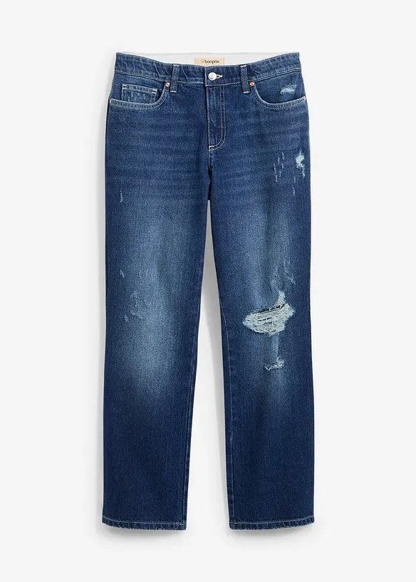 Straight Jeans Mid Waist, med bekväm midja, cropped, bonprix