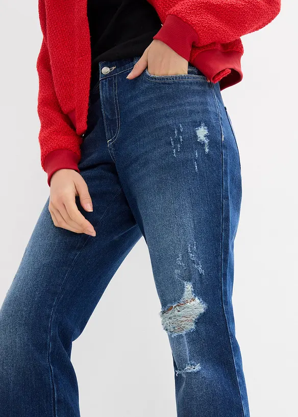 Straight Jeans Mid Waist, med bekväm midja, cropped, bonprix