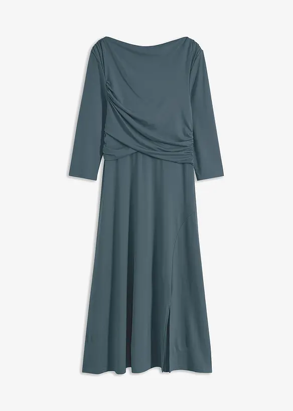 Draperad mellanlång klänning med 3/4-ärm, bonprix