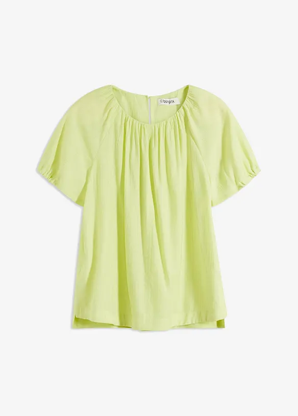 Blus av krinklat material med struktur, bonprix