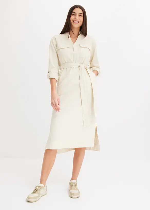 Skjortkl&auml;nning i midil&auml;ngd, bonprix