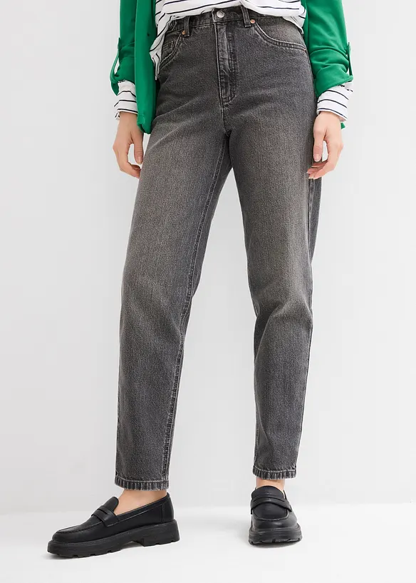 Mom-jeans med hög midja och kortare ben, bonprix