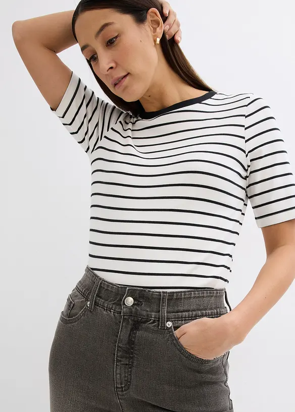 Straight Jeans High Waist, med slits, bonprix