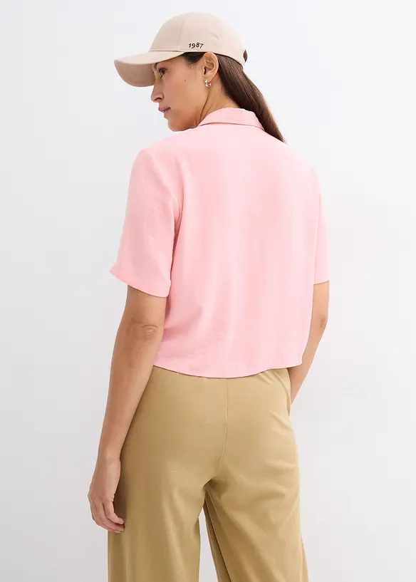 Blus av lätt kräpp i fyrkantig modell, bonprix