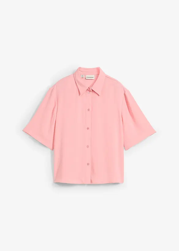 Blus av lätt kräpp i fyrkantig modell, bonprix
