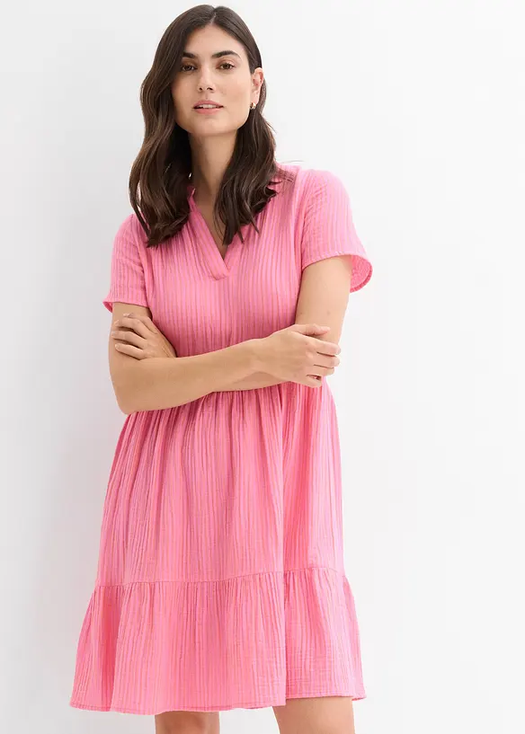 Randig klänning i muslin, bonprix