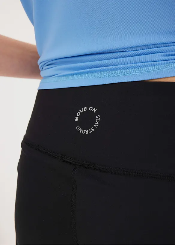 Träningsleggings med shorts och mobilficka av mesh, bonprix