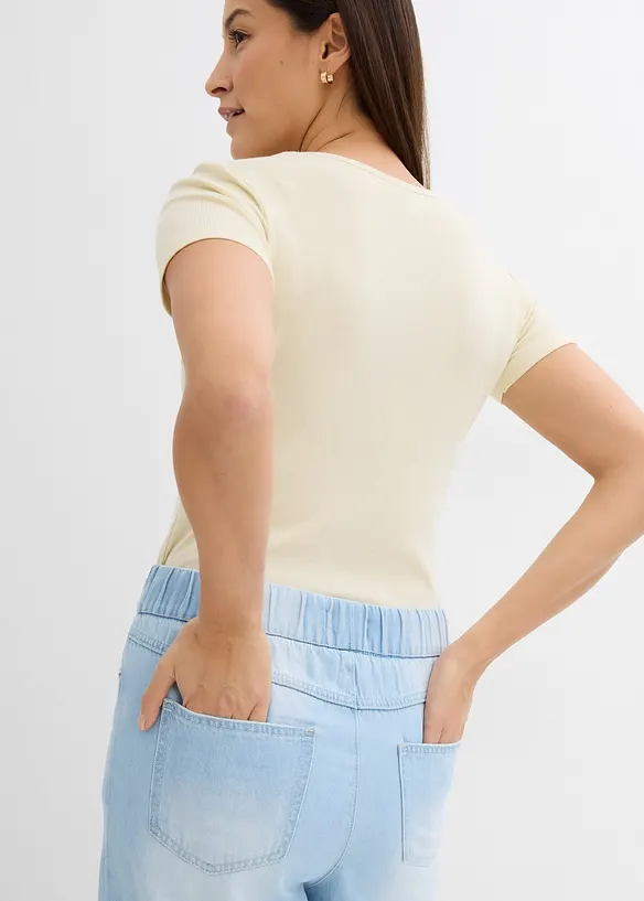Wide-Leg-jeans, medelhög midja, bekväm linning, bonprix