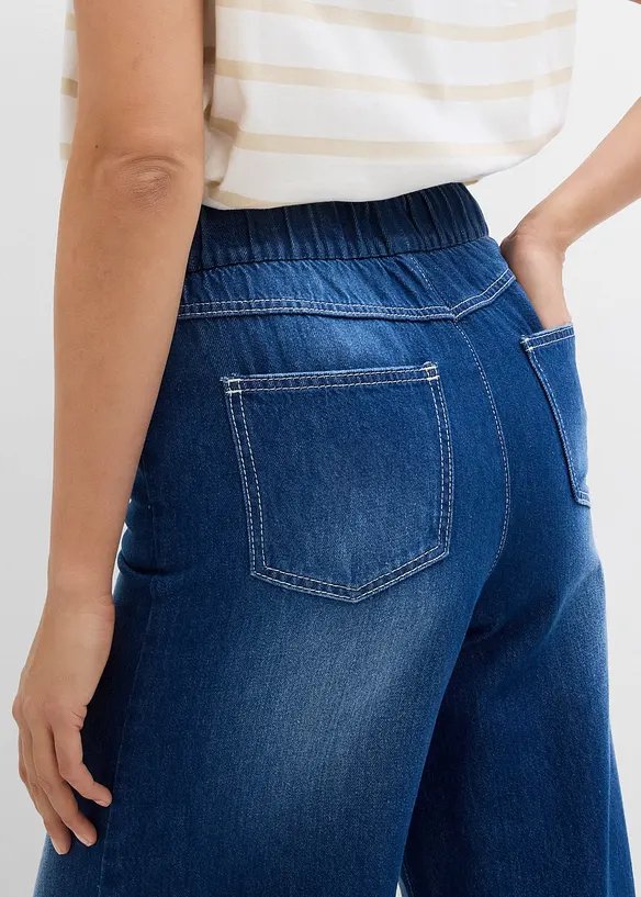 Wide-Leg-jeans, medelh&ouml;g midja, bekv&auml;m linning, bonprix