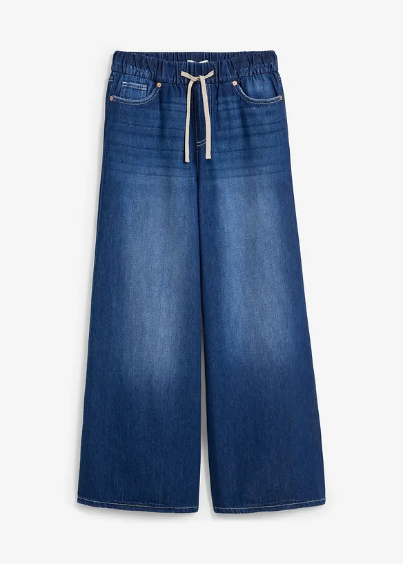 Wide-Leg-jeans, medelh&ouml;g midja, bekv&auml;m linning, bonprix