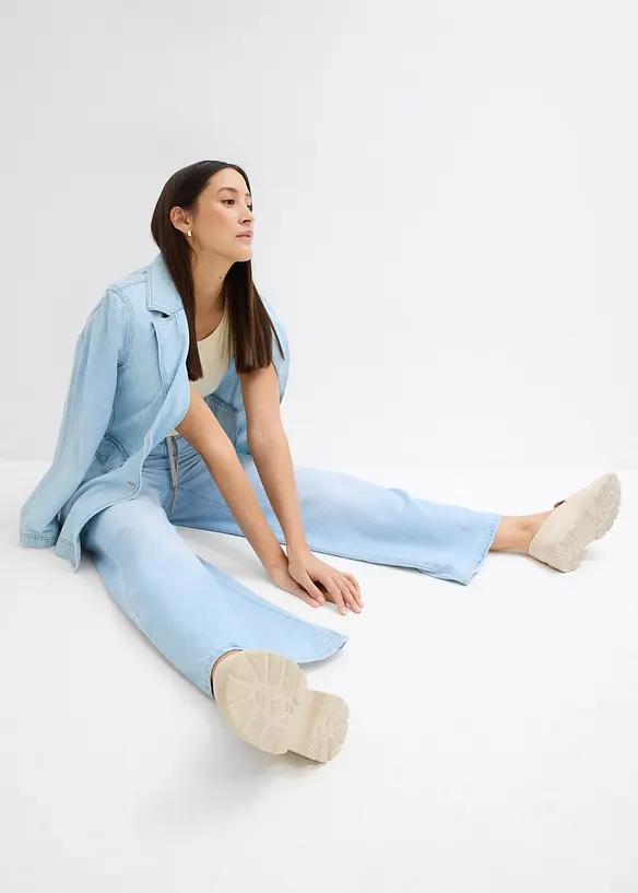 Wide-Leg-jeans, medelhög midja, bekväm linning, bonprix