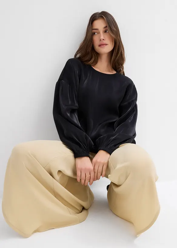 Oversizeblus med snörning i viskosmix, bonprix