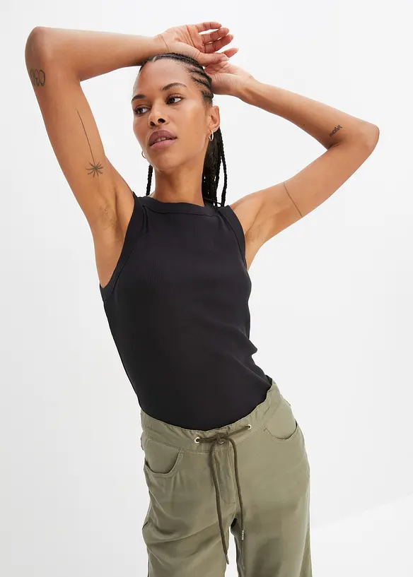 Ribbstickat linne i ekologisk bomull, bonprix