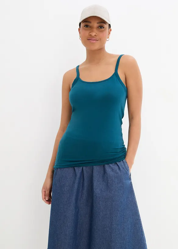 L&aring;ngt linne med smala axelband gjort av ekologisk bomull (2-pack), bonprix