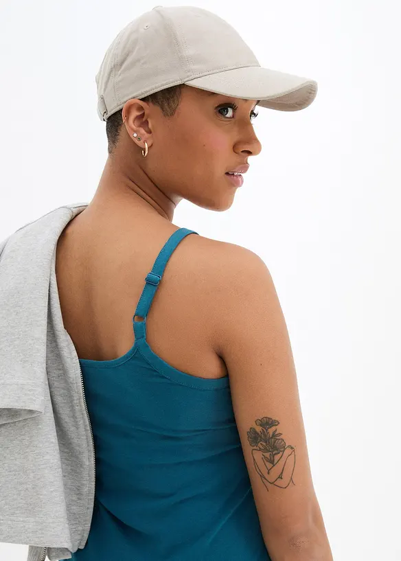 L&aring;ngt linne med smala axelband gjort av ekologisk bomull (2-pack), bonprix