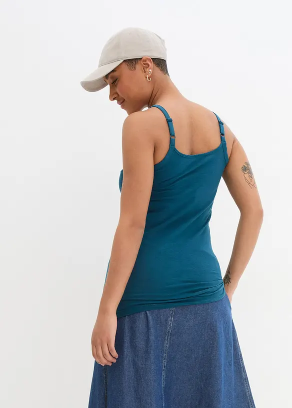 L&aring;ngt linne med smala axelband gjort av ekologisk bomull (2-pack), bonprix