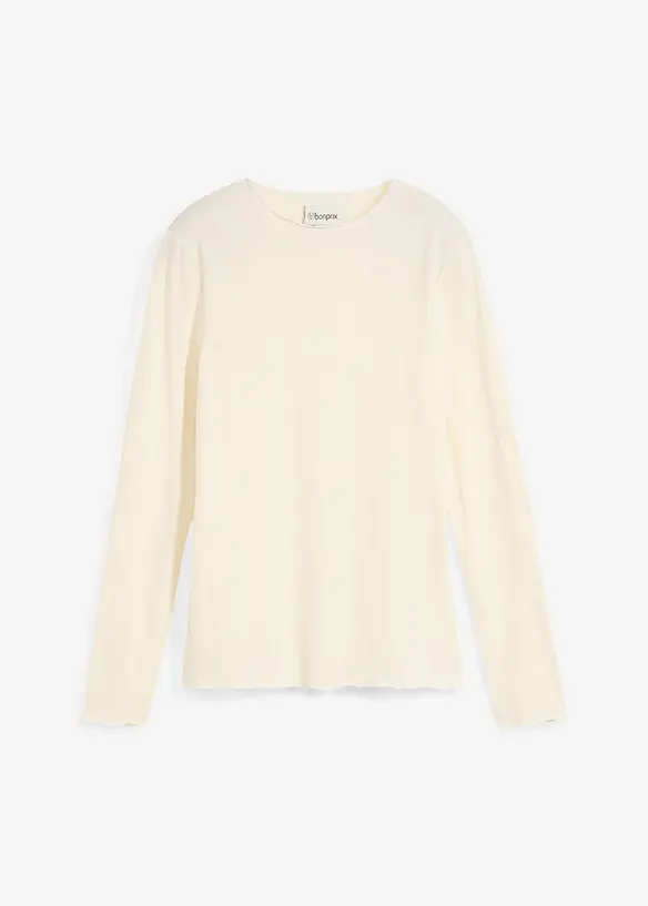 Långärmad topp i halvtransparent material, bonprix