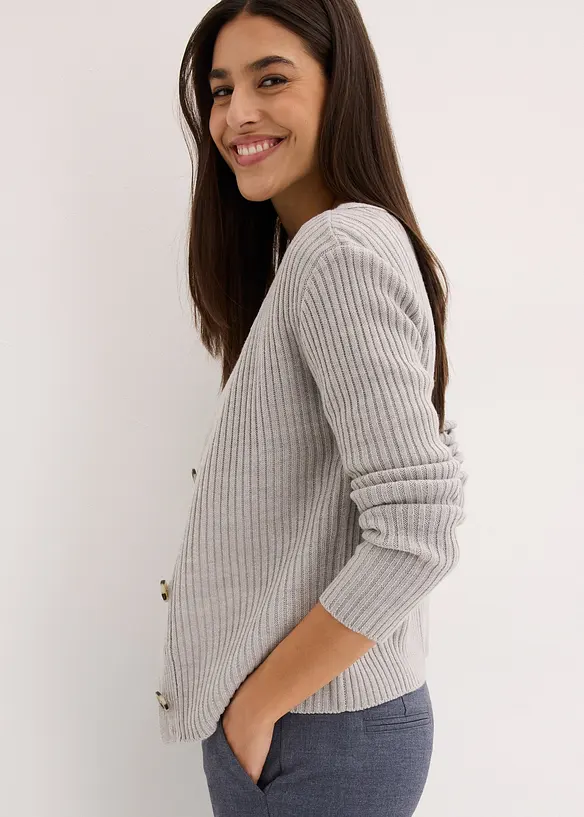 Ribbstickad cardigan, bonprix