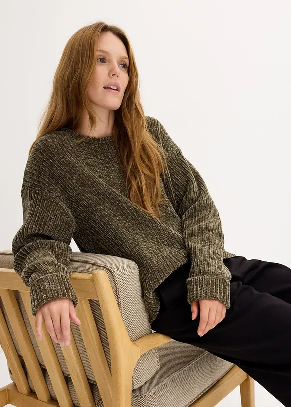 Oversizetröja i mjuk chenille, bonprix