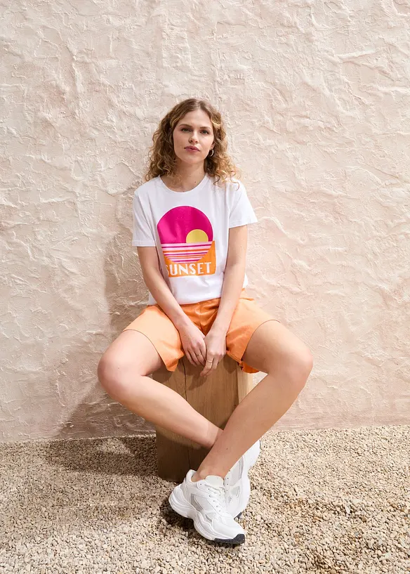 T-shirt med tryck och ekologisk bomull, bonprix
