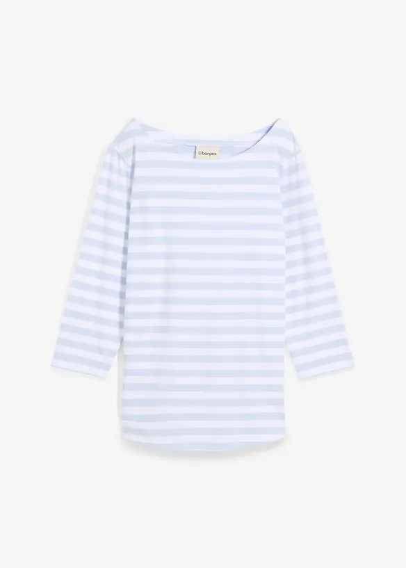 Topp med båtringning och trekvartsärm, bonprix