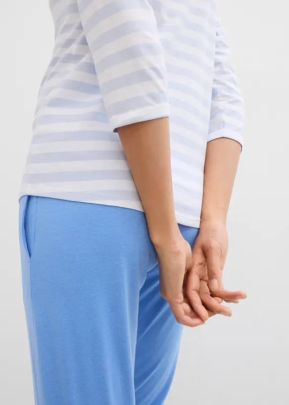 Topp med båtringning och trekvartsärm, bonprix