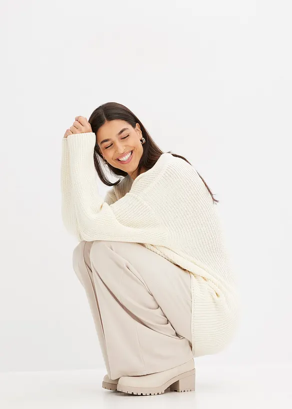 Oversizetröja i bomull och merinoull, bonprix