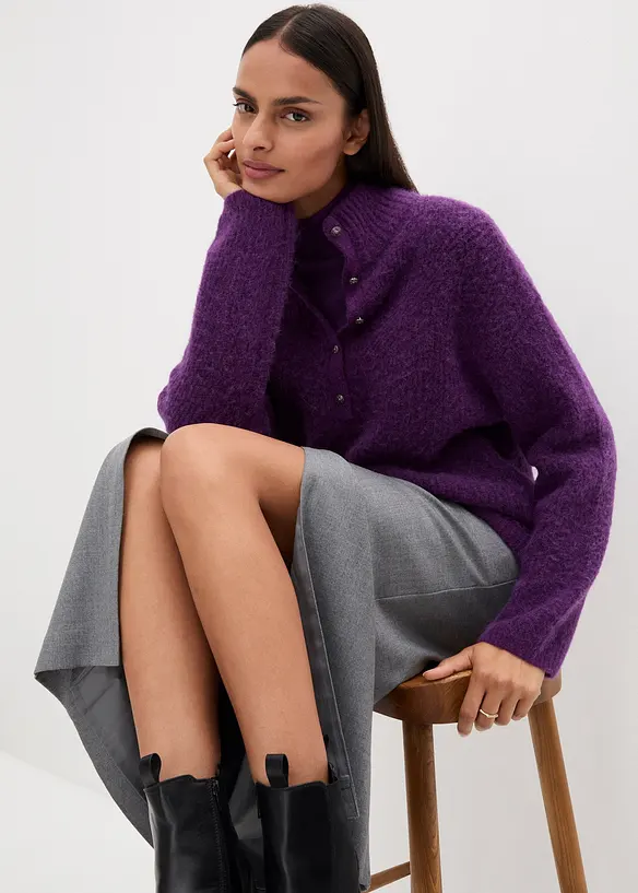 Oversizetröja i ylleblandning med alpackaull, bonprix