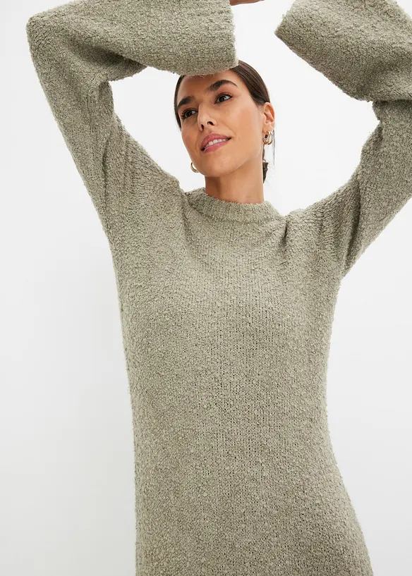 Stickad klänning i bouclé, bonprix