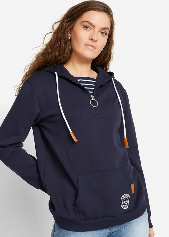 Sweatshirt med huva i bomullsmix, bonprix