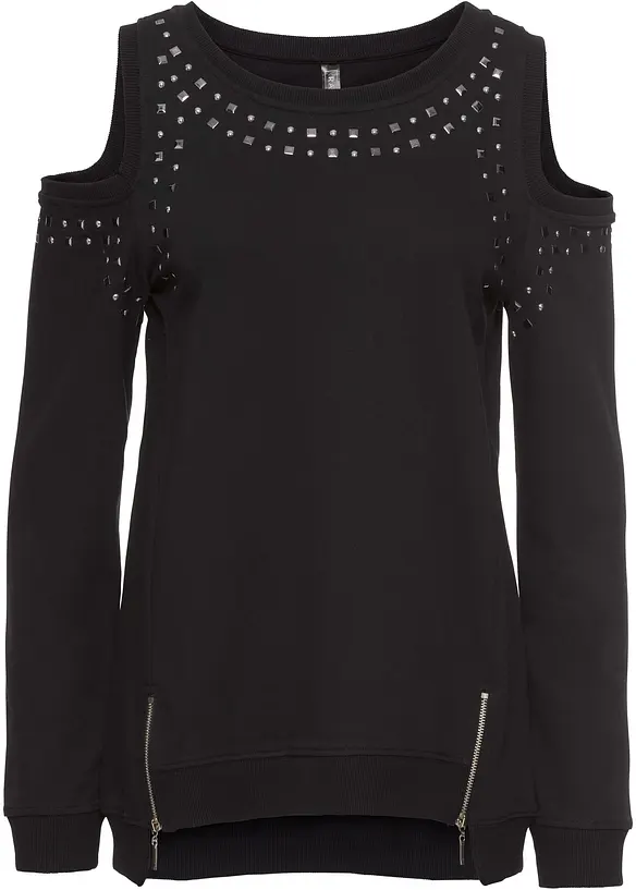 Sweatshirt med utsnitt och nitdetaljer, RAINBOW