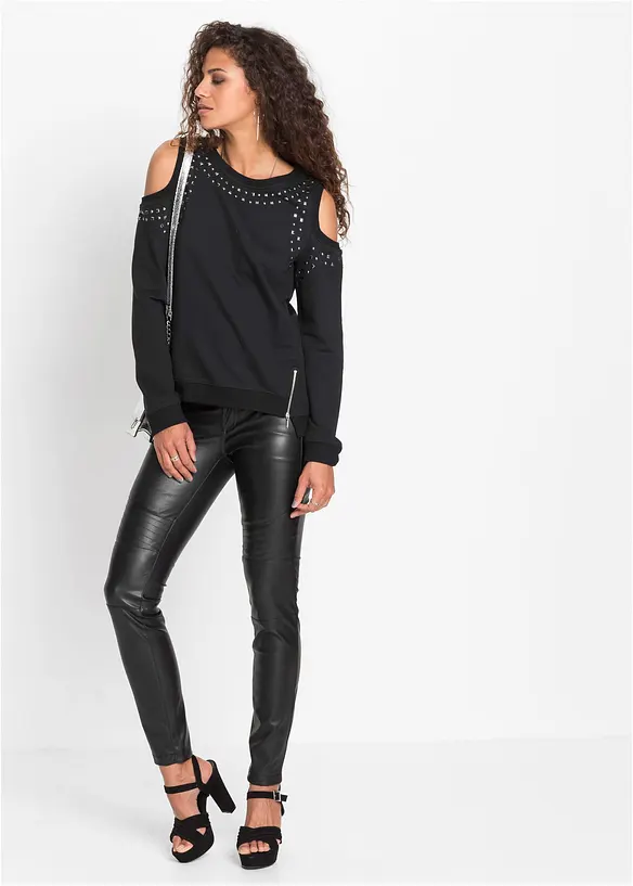 Sweatshirt med utsnitt och nitdetaljer, RAINBOW
