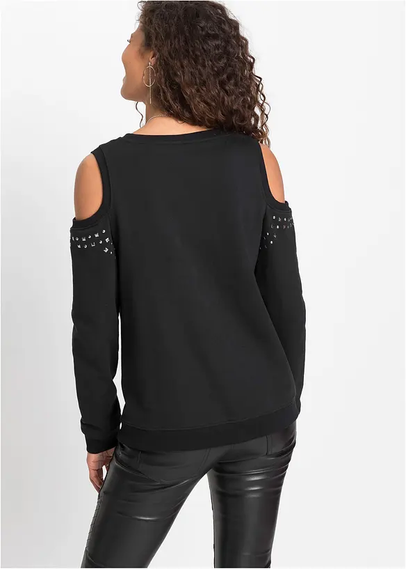 Sweatshirt med utsnitt och nitdetaljer, RAINBOW