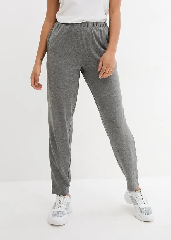 Dra på-byxa med hög midja (2-pack), bonprix