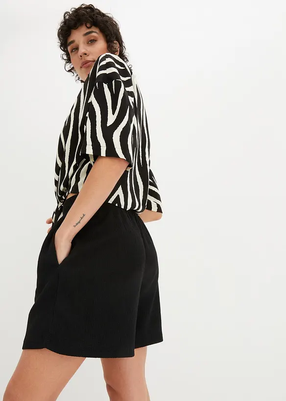 Shorts i strukturjersey med hög midja och komfortlinning, bonprix