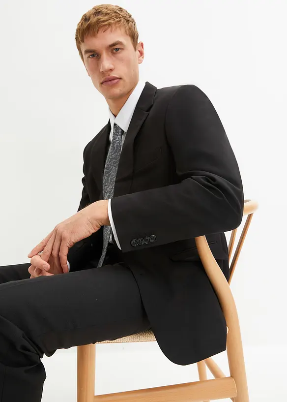 Kostym (4 delar): kavaj, byxor, skjorta, slips, Slim Fit, bonprix