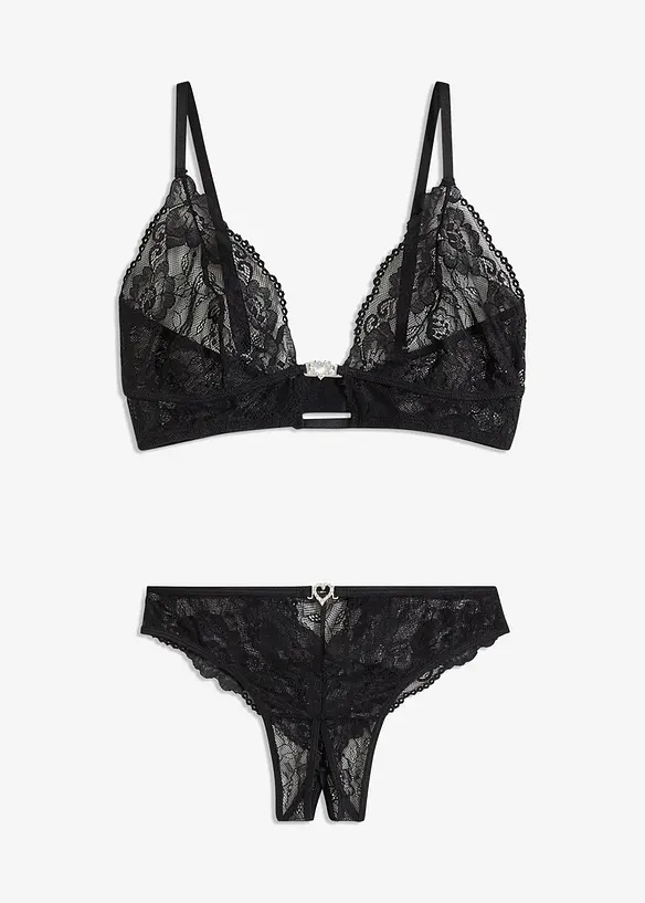 Bralette och stringtrosa ouvert (2 delar), bonprix